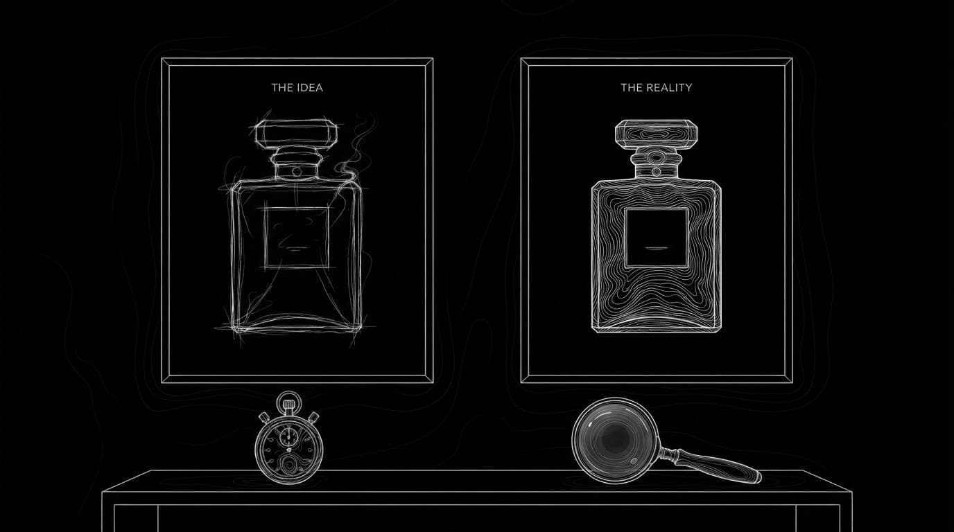 Two framed images of the same bottle side by side, a quick sketch and a finished picture, standing for GPT Image 2.5's fast Flare tier and careful Sunburst tier.